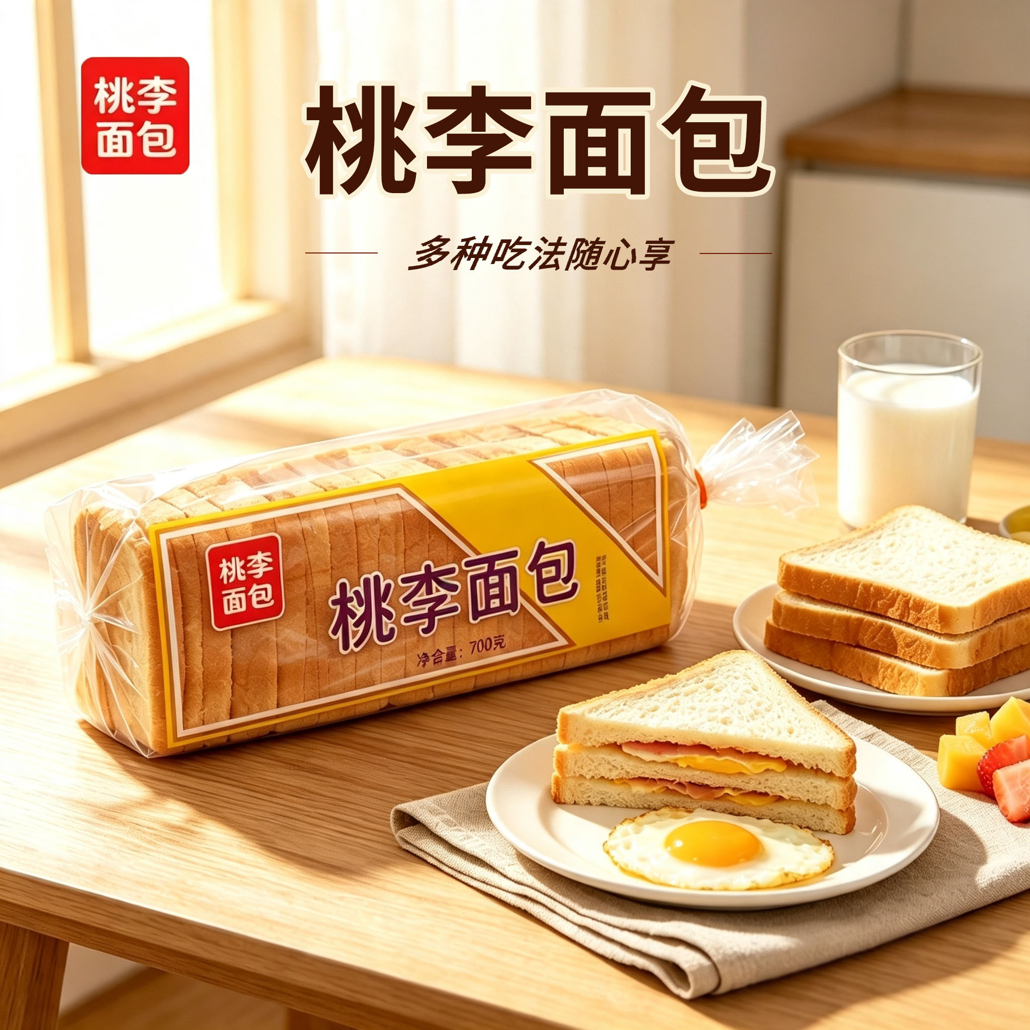 桃李面包700g袋装面包片吐司原味切片三明治早餐下午茶短保11天图片