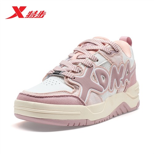 特步女板鞋新款潮流复古厚底板鞋欧包舒适运动鞋976418330004