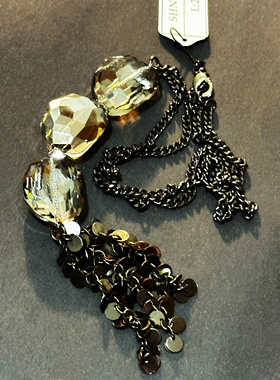 大颗多棱面立体水晶珠入手冰凉长款项链分量有质感适合夏日毛衣链