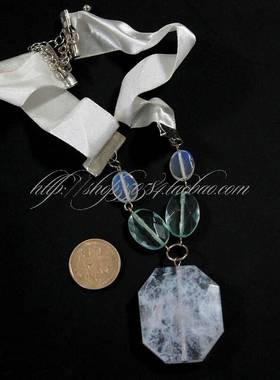 天然超大颗絮状多棱水晶特色质感链[欧美复古独家孤品/满100包邮]