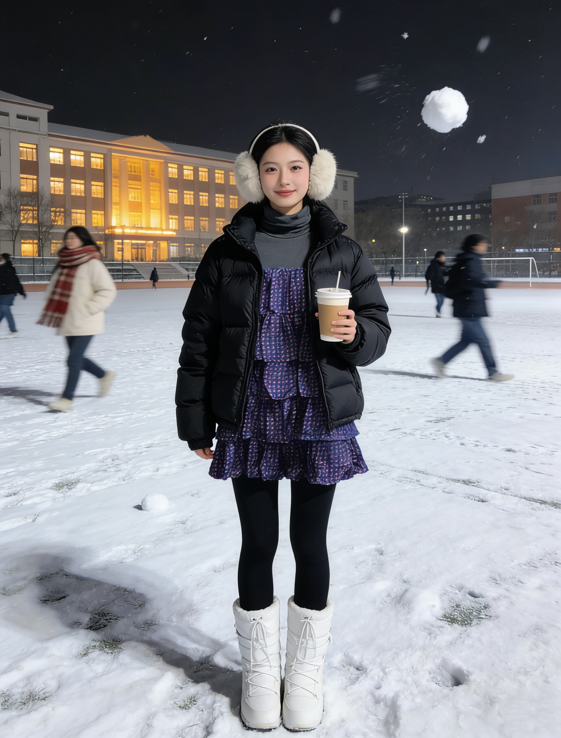 OCHIRL*Y欧十力棉拼桑蚕丝多叠蛋糕裙式打褶遮小肚子高领长袖上衣