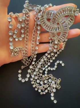 古典原创设计繁复钻项链礼服链全网只一件欧美低奢度假风法式复古