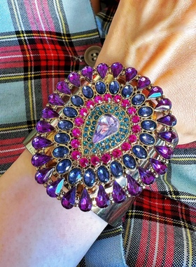 [孔雀之南]民族风夸张镶嵌异域风情手镯[设计师孤品独件满百包邮]