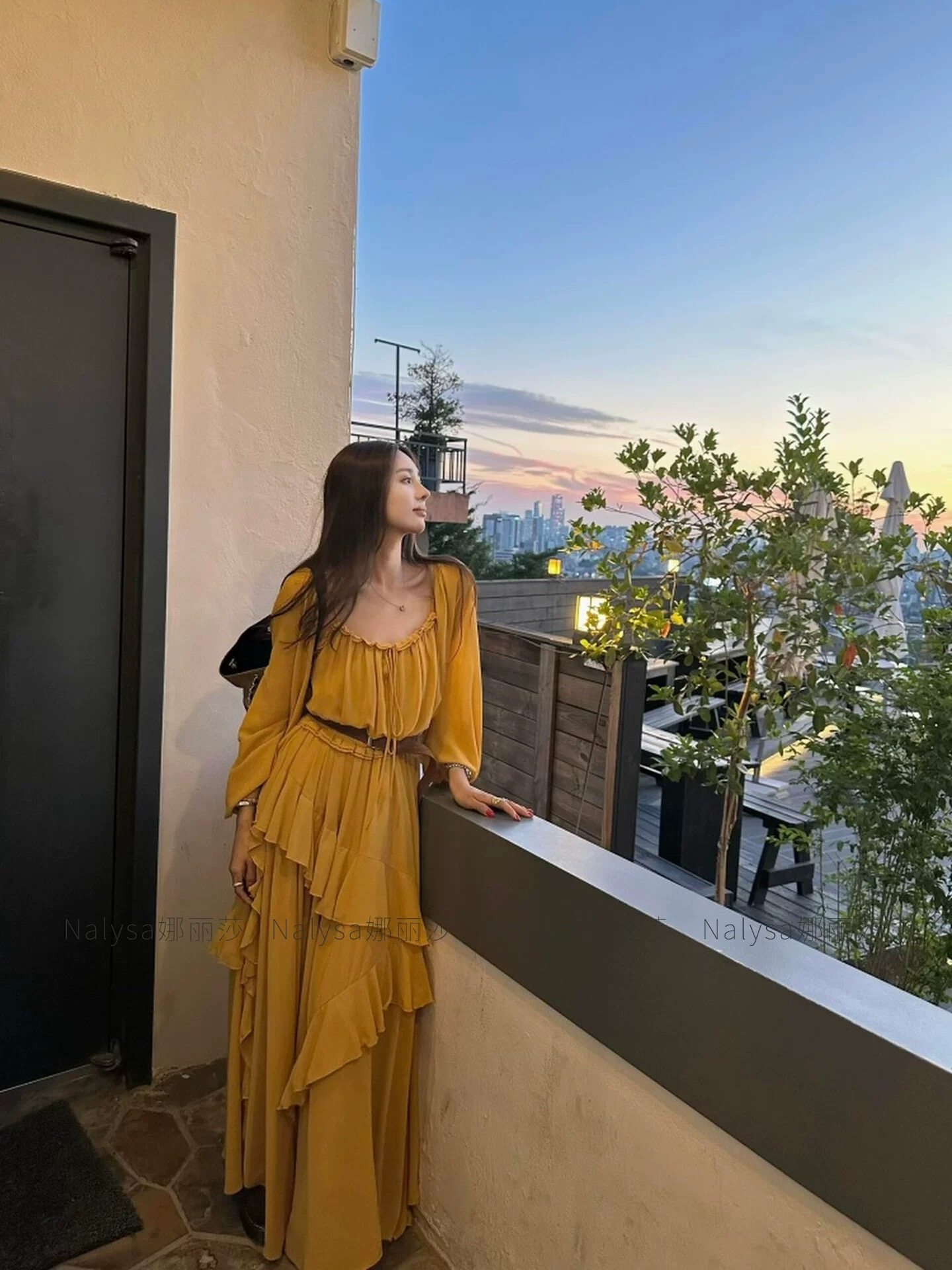 阿弗洛狄忒】乔其雪纺长袖方领连衣裙女春夏设计感长裙海边度假风,女装/女士精品,连衣裙,淘宝优惠券,粉丝福利购,淘宝优惠卷