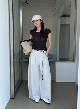 ICC【七色】松弛腔调感小弯刀裤中缝分割显瘦休闲裤女春季1625A