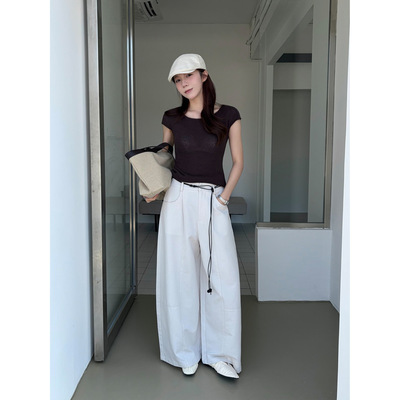 ICC【七色】松弛腔调感小弯刀裤中缝分割显瘦休闲裤女春季1625A