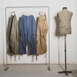 舒适精棉染色日晒陈年自然做旧斑纹超大宽松阔腿裤 Smith Baggy