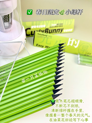 Curly Bunny黑木绿杆铅笔小学生一年级儿童书法2B铅笔练字HB铅笔