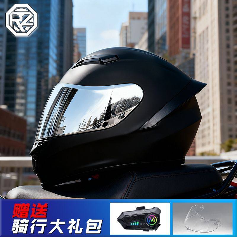 ORZ头盔男女全盔四季个性尾翼蓝牙时尚潮流酷炫电动车情侣摩托车