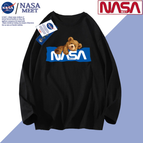 NASA MEET潮牌长袖t恤男纯棉重磅圆领上衣秋季内搭打底衫春秋运动