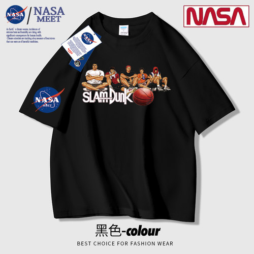 NASA联名款/2024新款夏季樱木花道宽松情侣上衣T恤休闲男女短袖潮