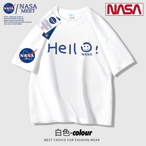 NASA联名潮牌短袖t恤男夏季2024新款纯棉宽松休闲青少年学生体恤