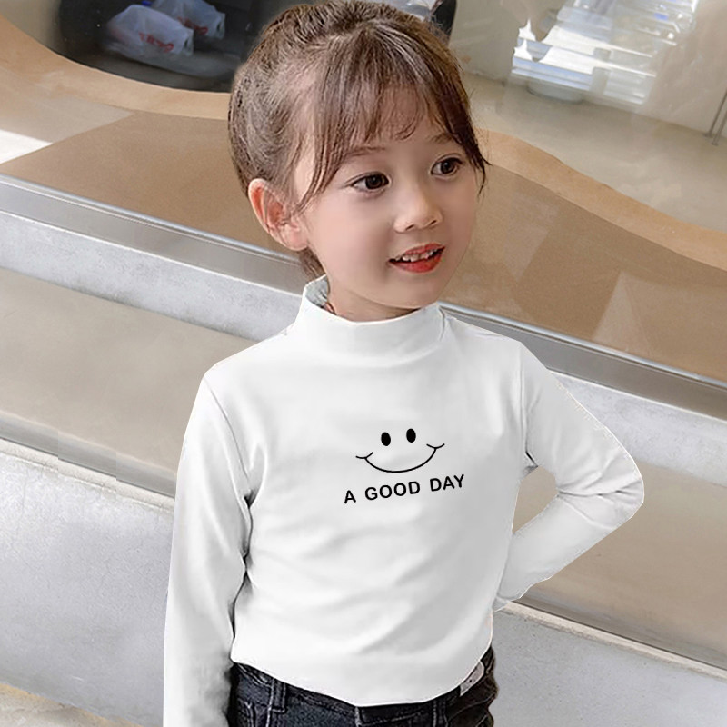 소년과 소녀 2023 새로운 DERONG 가을 겨울 의류 긴팔 티셔츠 반 터틀넥 바닥 셔츠 아동용 두꺼운 열 탑