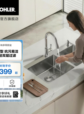科勒拉蒂纳R10不锈钢大小槽大单槽台上台下双用厨盆洗碗盆套餐