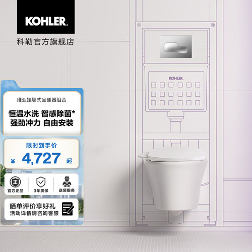 科勒维亚壁挂马桶挂墙隐藏式水箱妇洗智能马桶盖