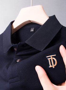 男士POLO衫短袖t恤中年poli爸爸夏装poor冰丝pro上衣plol体桖popo