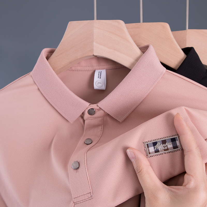 冰丝中年爸爸夏装poli上衣服plol