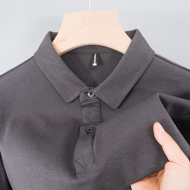 中年爸爸夏装plol翻有带领上衣服