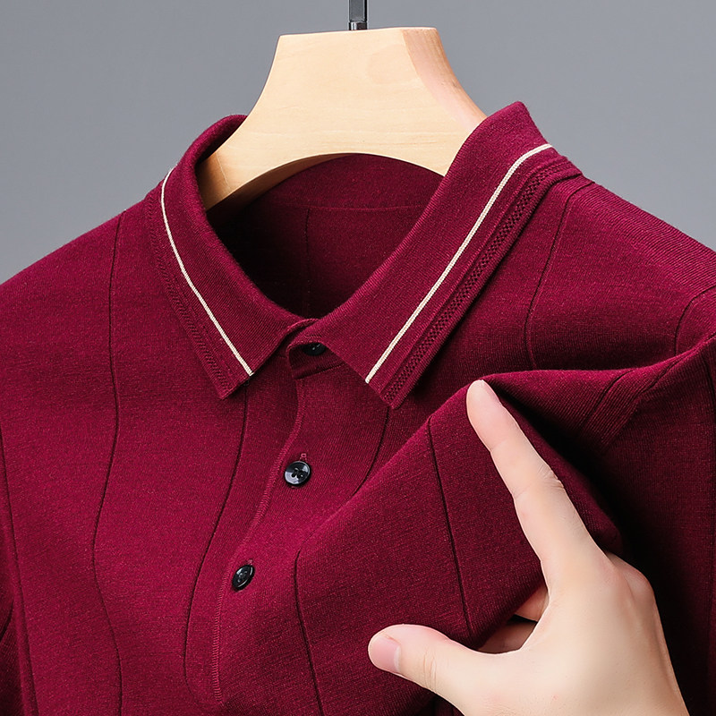 男士春秋冬季长袖T恤针织衫毛衣本命年红色喜爸爸装结婚宴上衣服