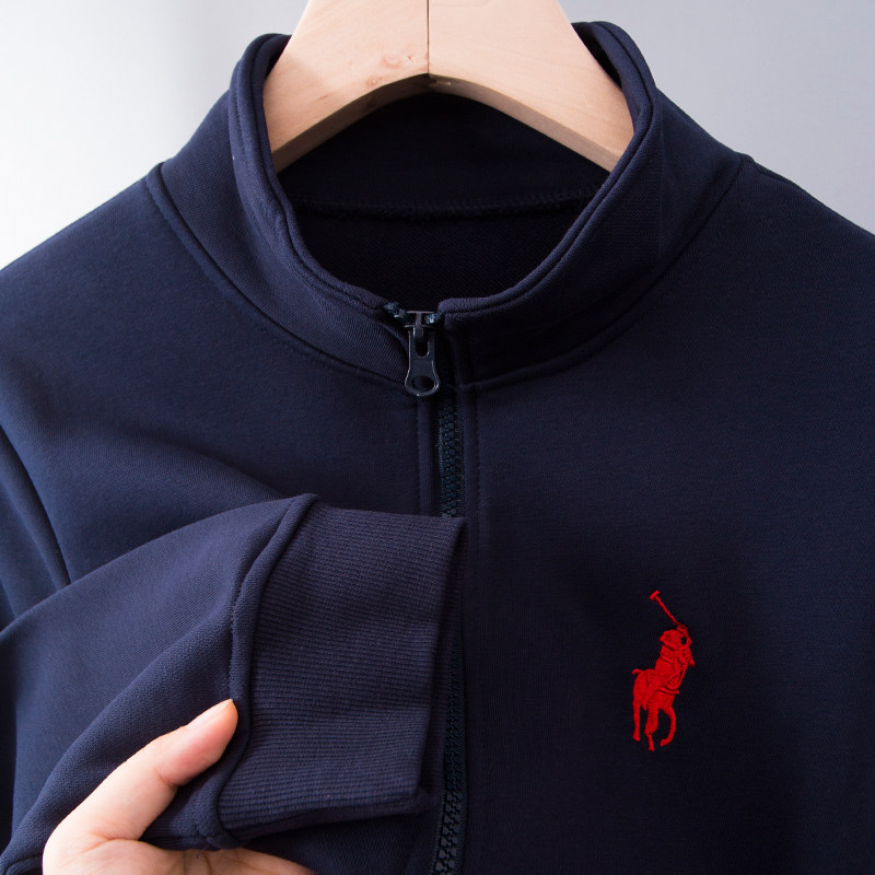 高端保罗polo衫立领上衣男士运动外套薄款爸爸春秋装拉链开衫卫衣