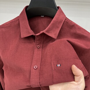 纯棉灯芯绒衬衫男春秋款潮流宽松百搭全棉条绒长袖衬衣外套秋装土