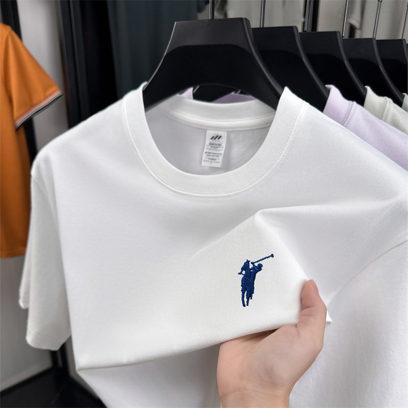春秋季男士夏季新款短袖t恤保罗刺绣polo衫圆领中年长实上衣服