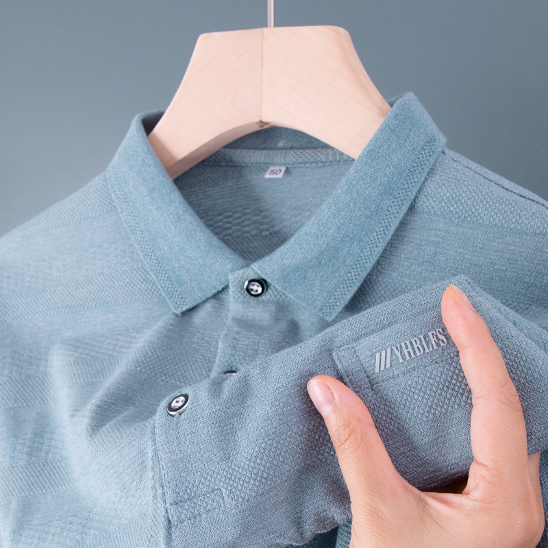 【真口袋】男士短袖T恤有带领polo衫中年爸爸装夏季薄款透气上衣