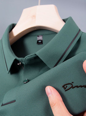 中年男士POLO衫短袖t恤p0lo爸爸夏装plol冰丝凉感poro上衣服poiot