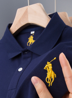 父亲节中年男士polo衫短袖t恤冰丝paolo爸爸夏装plol上衣服poole