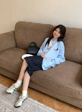 早春美式百搭基础休闲外套女字母刺绣双头拉链立领卫衣开衫上衣潮