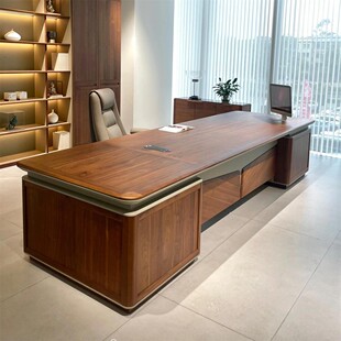 北美黑胡桃木老板办公桌新中式大班台简约现代总裁办公室高档家具