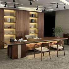 新中式实木茶桌北美黑胡桃木高端家用办公室别墅泡茶台老板桌定制