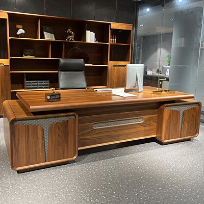 现代简约新中式实木高级感大班台