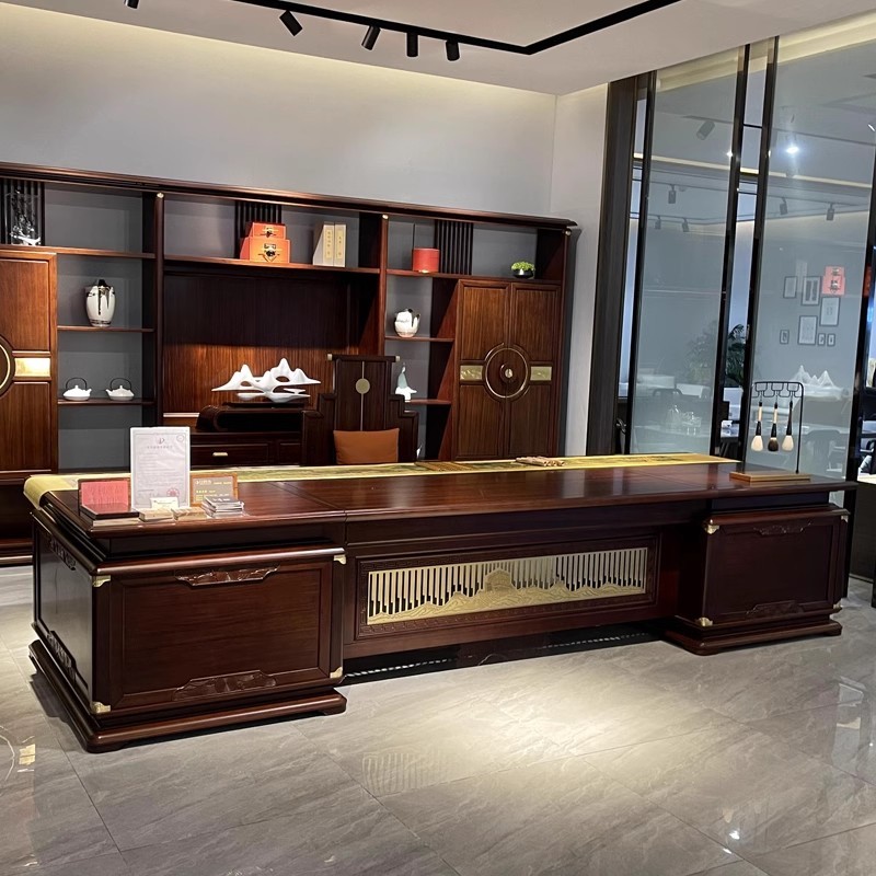 新中式实木大班台家具定制