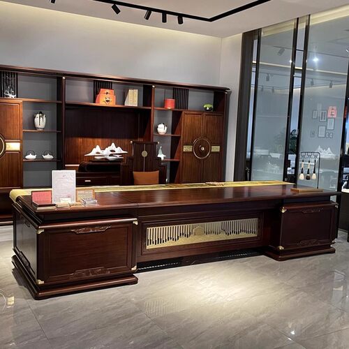 新中式实木大班台家具定制