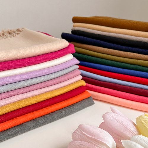 日系纯色围巾男女冬季披肩两用