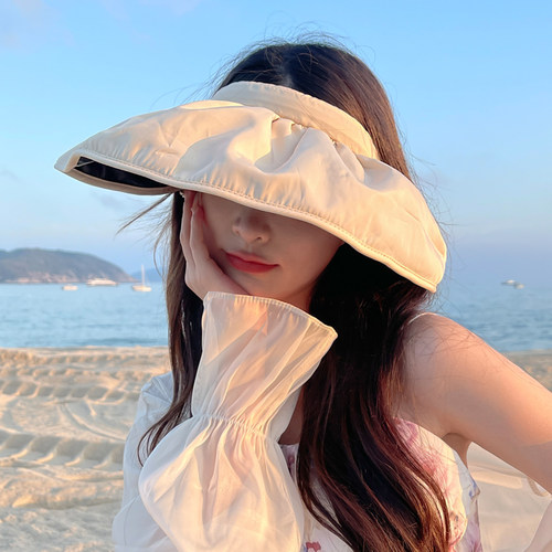 黑胶空顶帽出游韩版女夏季大檐帽