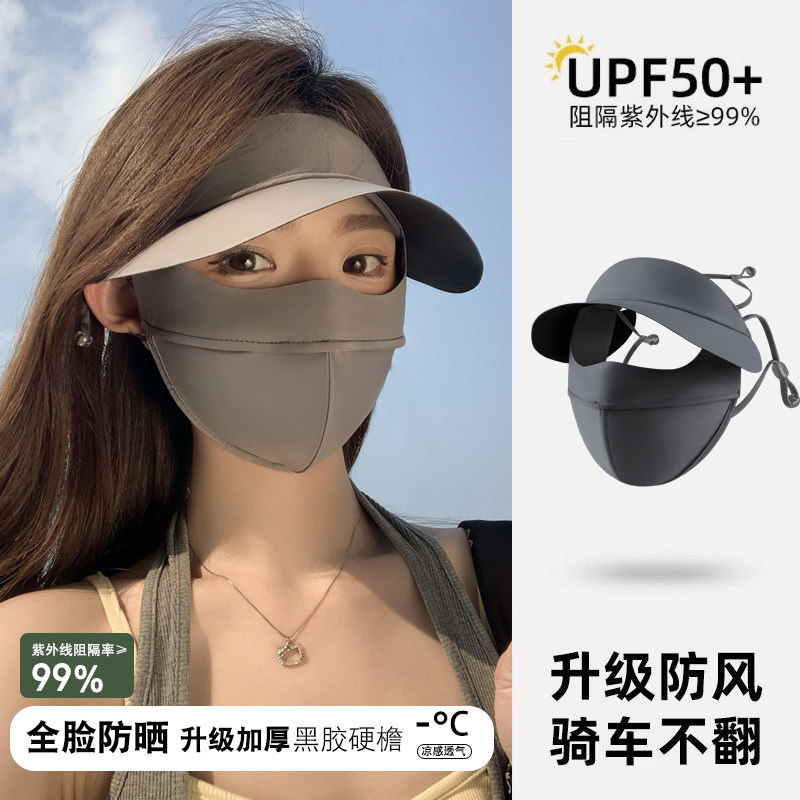 2026新款防晒面罩女夏季遮阳防紫外线全脸帽子口罩一体冰丝脸基尼