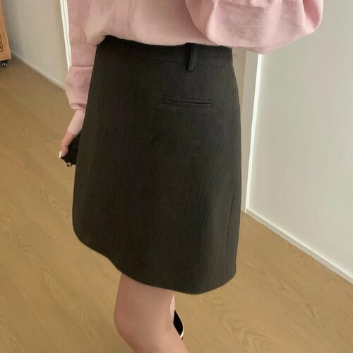 灰色半身裙通勤高腰百搭西装半裙