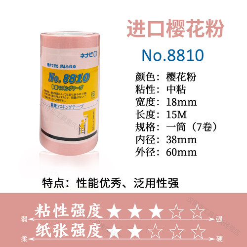 进口樱花粉no8810和纸胶带DIU打包手账模具分色画画墙面分色中粘