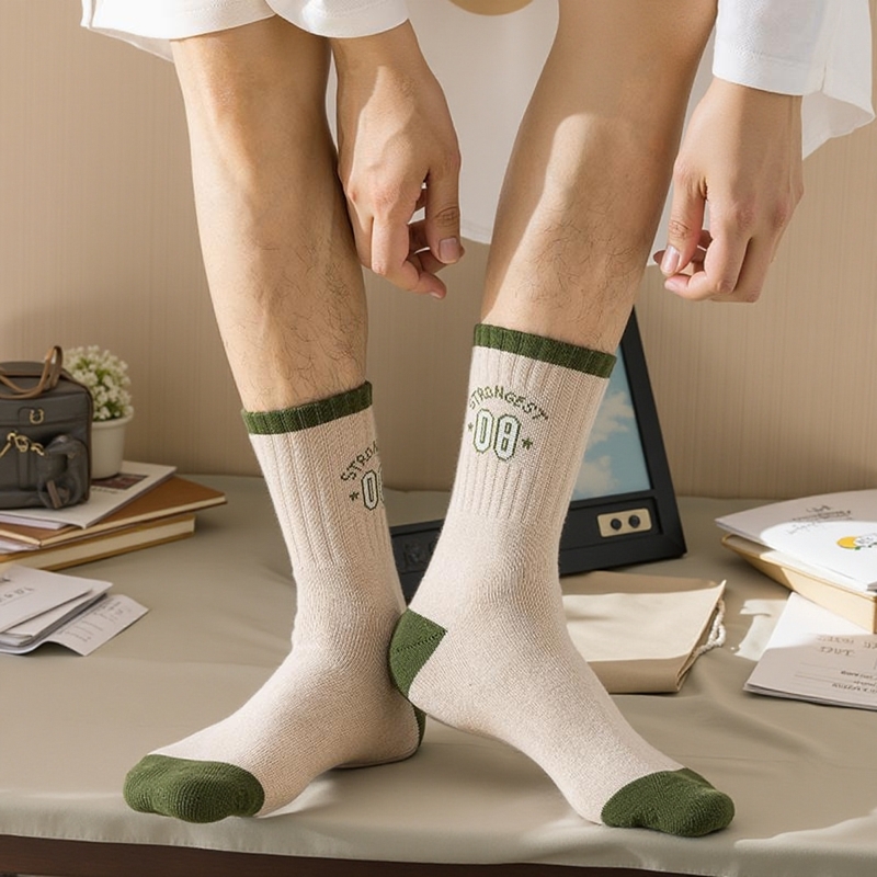 毛巾底中筒袜加厚毛圈纯棉运动