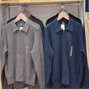 新品2026男女同款衬衫领拉链针织开衫长袖休闲毛衣外套Q481723