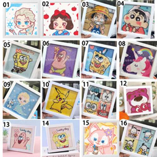 diy新款手工hollykitty钻石画儿童礼物带框满钻卡通益智玩具贴画