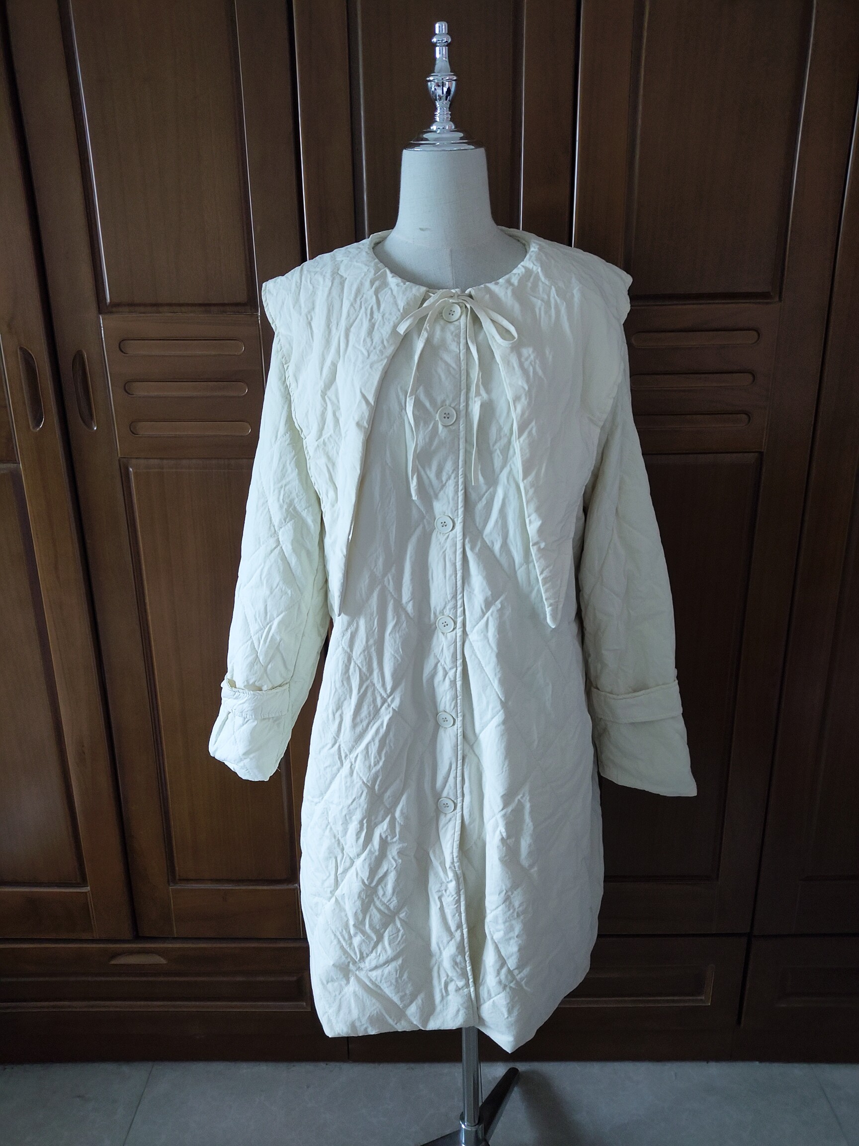 甜美森系可爱娃娃领系带宽松加厚棉衣/棉服
