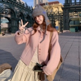 粉色双面呢羊毛外套女2025冬季新款小个子超好看甜美减龄毛呢上衣，女装毛呢外套，2C319