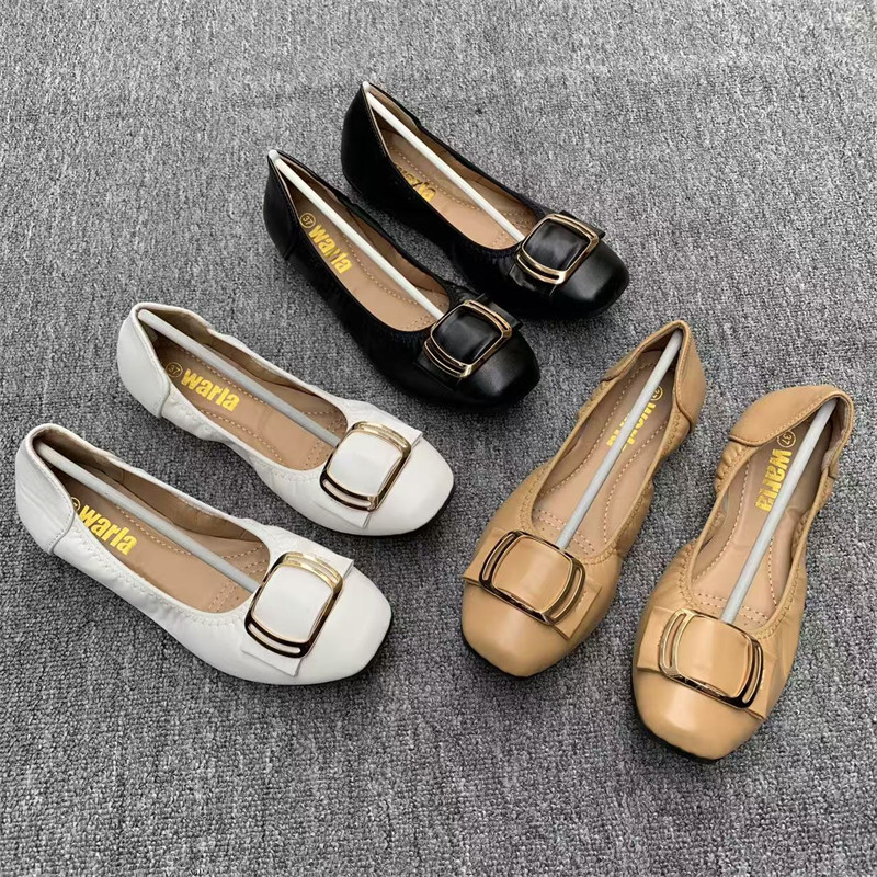 外贸原单大码蛋卷鞋春秋季新款时尚百搭外穿方头浅口单鞋气质女鞋