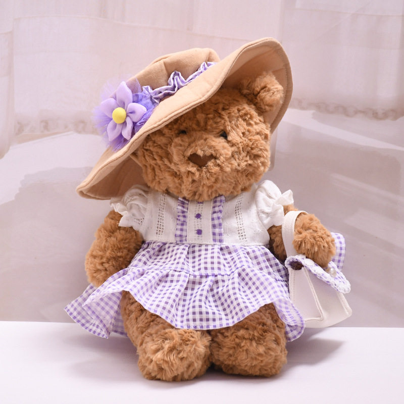 新款 仅衣服 28/36cm巴塞罗熊公仔衣服格子裙小包小花帽子裙子