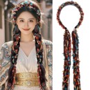 毛绒编发彩绳绑发宽边发箍 麻花辫发饰女 云南藏族民族风发带头箍