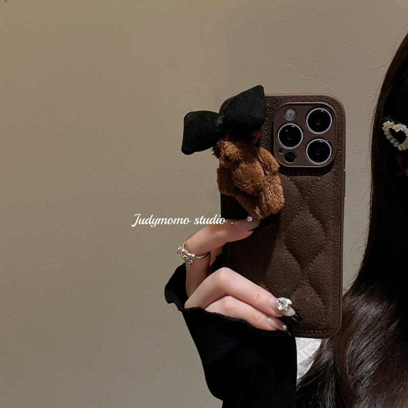 美拉德毛绒棕小熊可爱皮纹15软壳