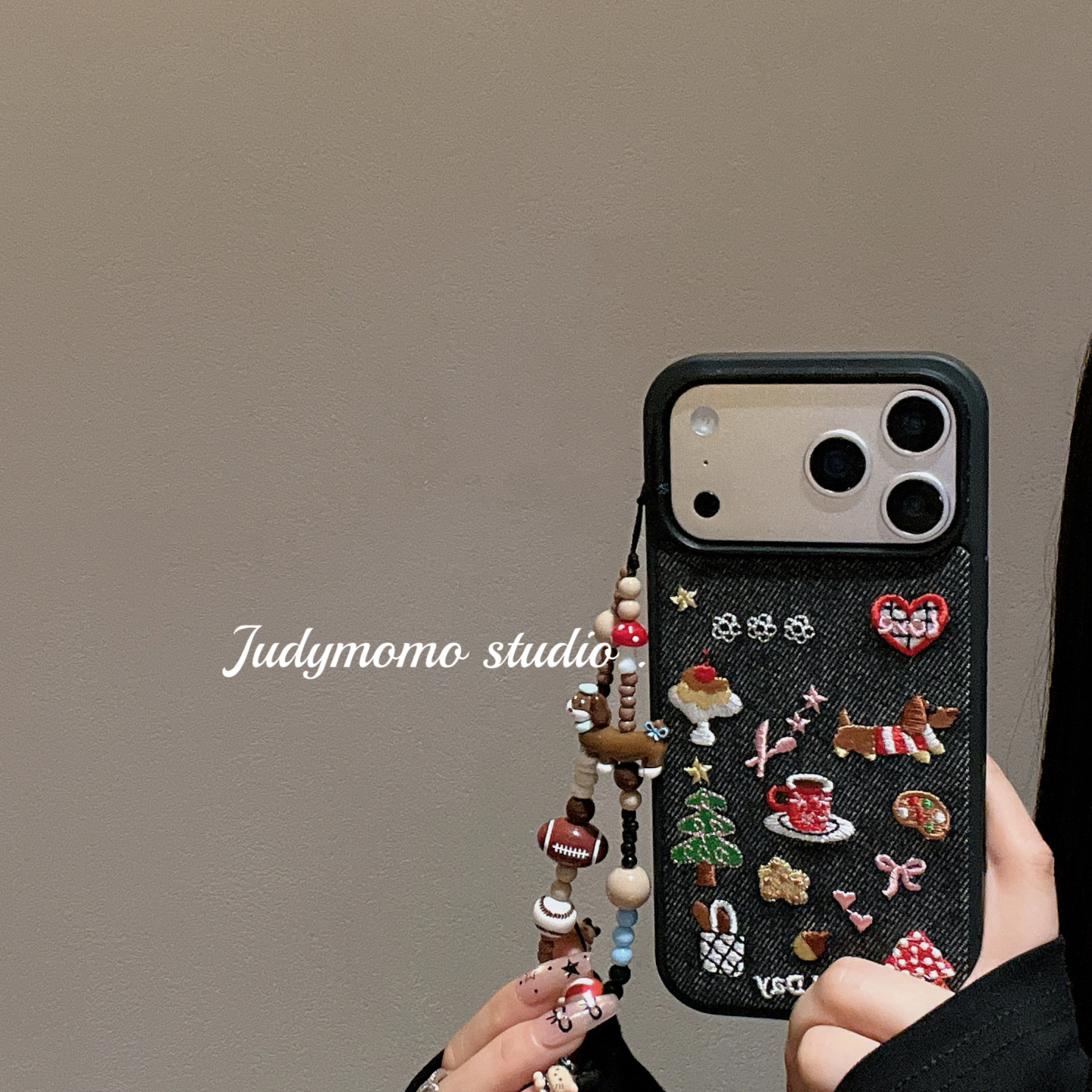 复古ins牛仔少女元素卡通刺绣布